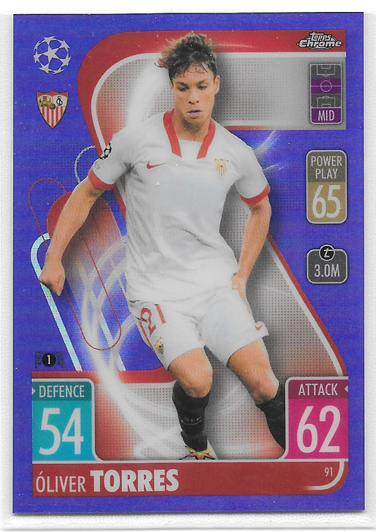 Oliver Torres (Sevilla) Purple Refractor /299 Topps Chrome Match Attax UEFA 21-22