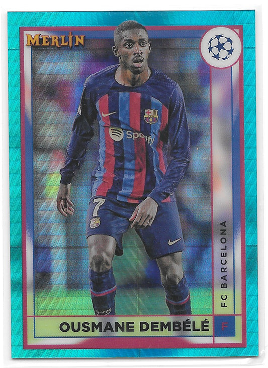 Ousmane Dembele (FC Barcelona) Aqua Prism Refractor Topps Merlin Chrome UCC 22-23