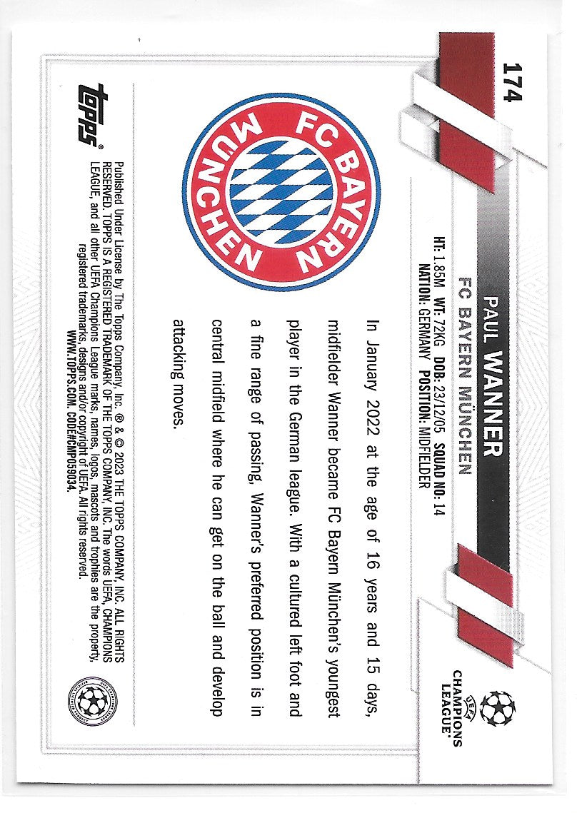 Paul Wanner (FC Bayern Munchen) Pink Sparkle Topps UCC Flagship 22-23