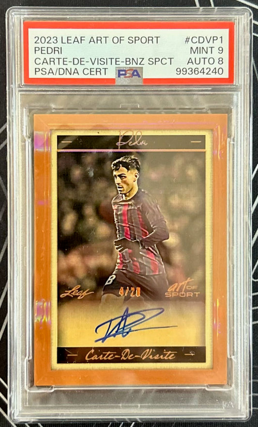 Pedri (FC Barcelona) Carte-De-Visite Auto /20 Leaf Art of Sport 2023 PSA 9 Pop 1