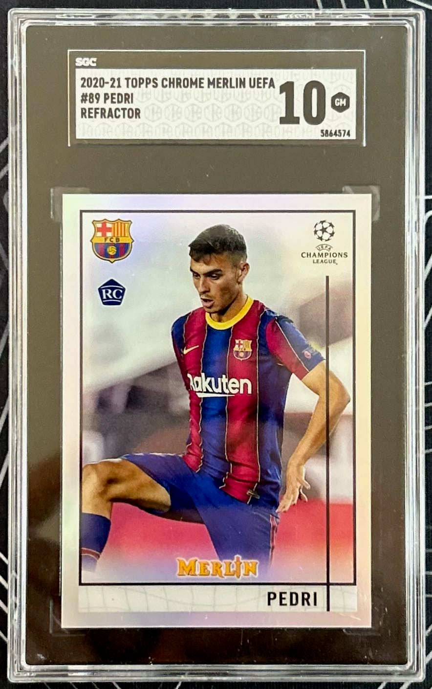 Pedri (FC Barcelona) Refractor RC Topps Chrome Merlin UCL 20-21 SGC 10