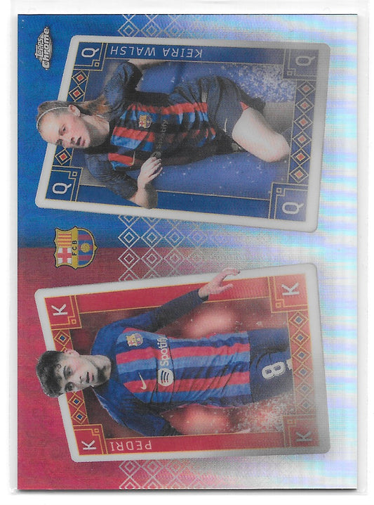 Pedri & Keira Walsh (FC Barcelona) Kings & Queens Topps Chrome Barcelona 22-23