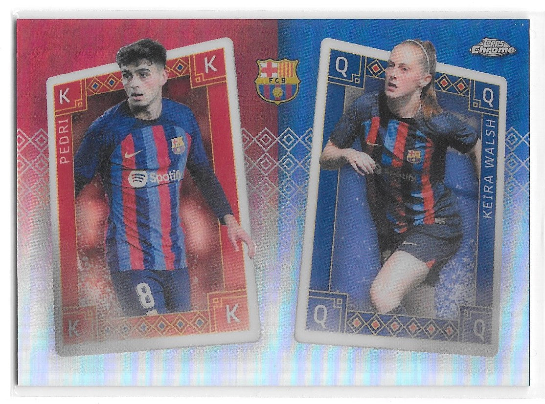 Pedri & Keira Walsh (FC Barcelona) Kings & Queens Topps Chrome Barcelona 22-23