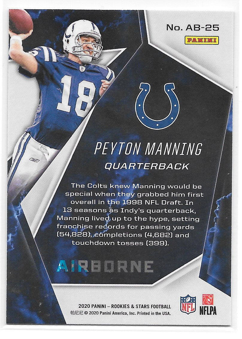 Peyton Manning (Indianapolis Colts) Airborne Panini Rookies & Stars Football 2020