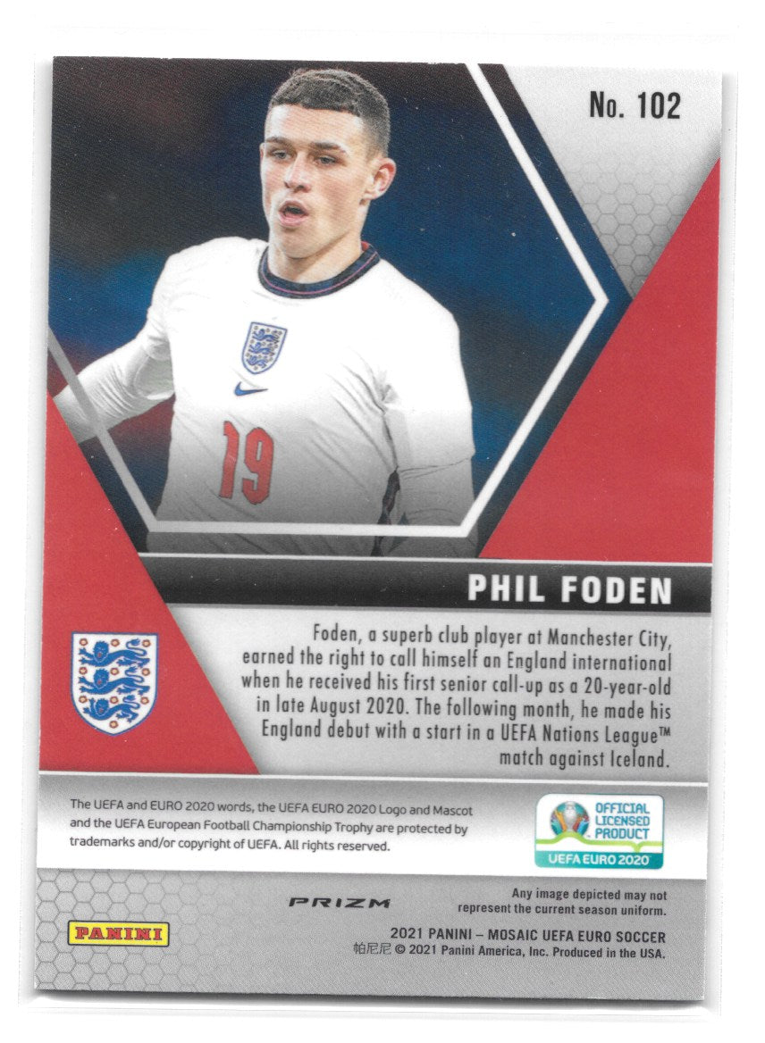 Phil Foden (England) Camo Pink Panini Mosaic UEFA Euro 2020