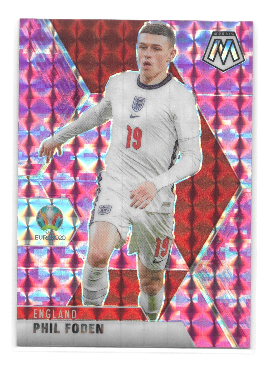 Phil Foden (England) Camo Pink Panini Mosaic UEFA Euro 2020