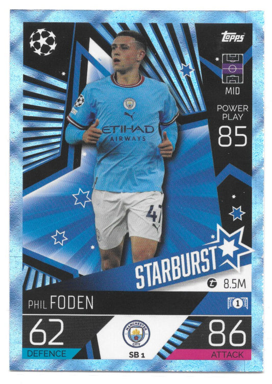 Phil Foden (Manchester City FC) Crystal Blue Starburst Match Attax Extra 2023