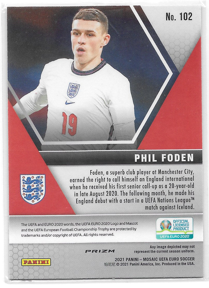 Phil Foden (England) Red Pulsar Panini Mosaic UEFA Euro 2020