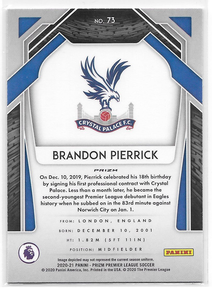 Brandon Pierrick (Crystal Palace) Blue Pulsar RC Panini Prizm Premier League 20-21