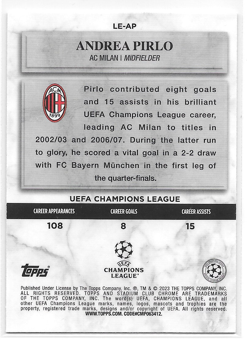 Andrea Pirlo (AC Milan) Legends of Europe Topps Stadium Club Chrome 22-23