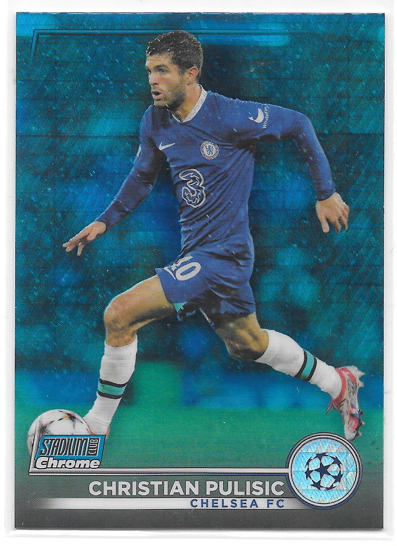 Christian Pulisic (Chelsea FC) Blue Prism Refractor Topps Stadium Club Chrome 22-23