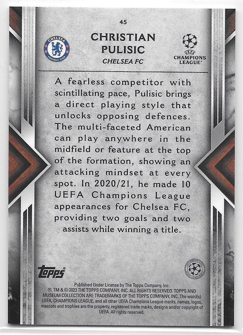 Christian Pulisic (Chelsea FC) Amethyst /99 Topps Museum Collection UEFA Champions League 22-23