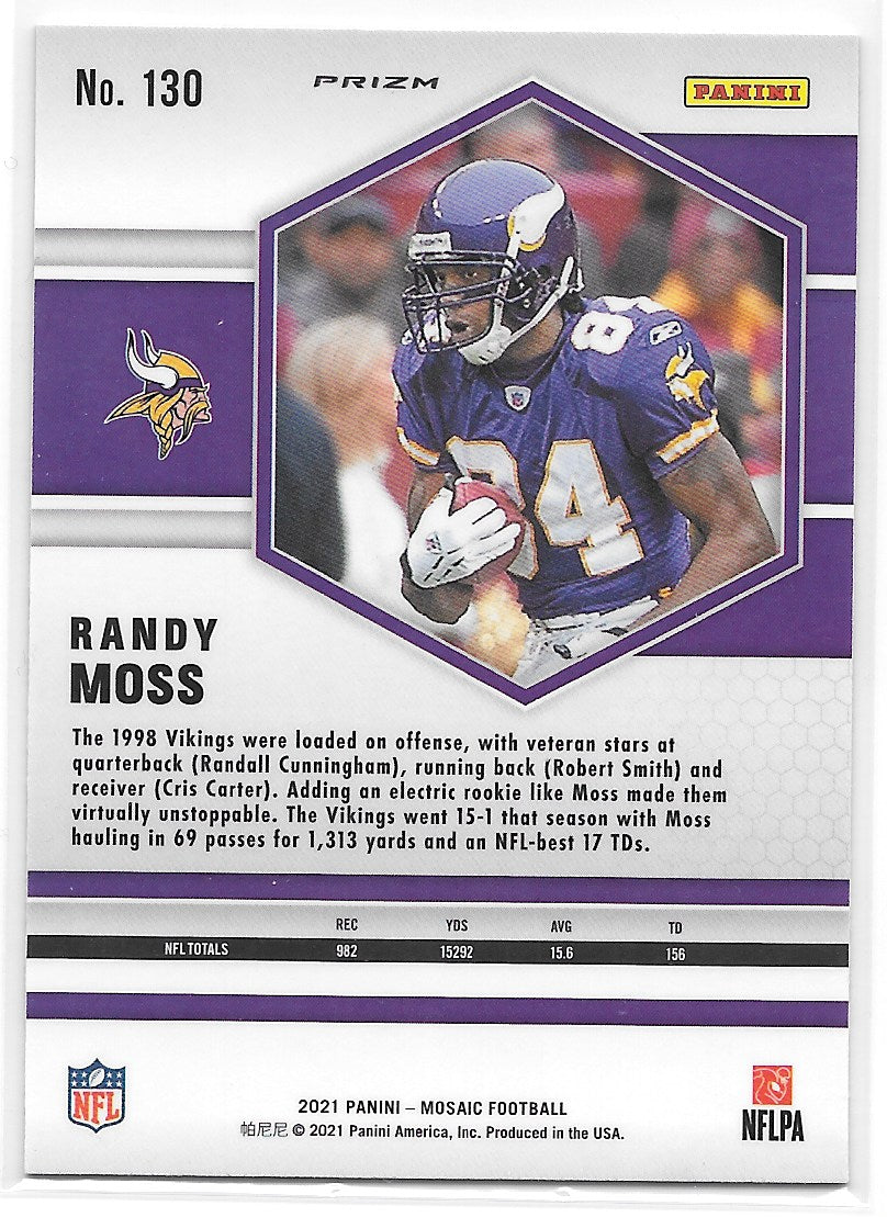 Randy Moss (Minnesota Vikings) Mosaic Green Panini Mosaic Football 2021