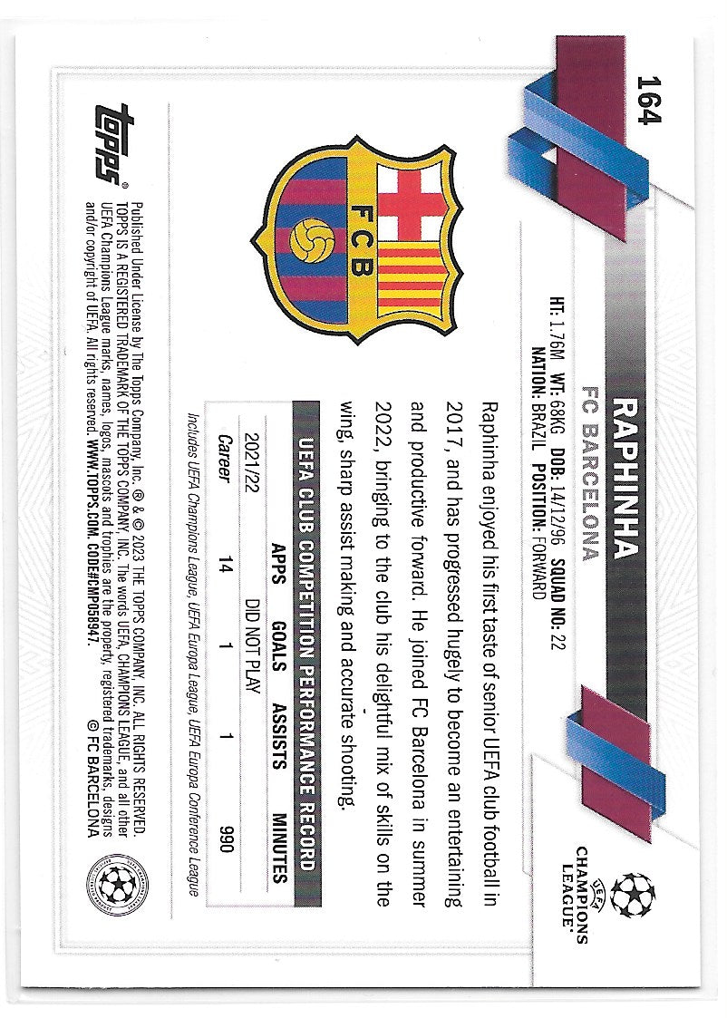 Raphinha (FC Barcelona) Base Topps JADE Edition UEFA Club Competitions 22-23