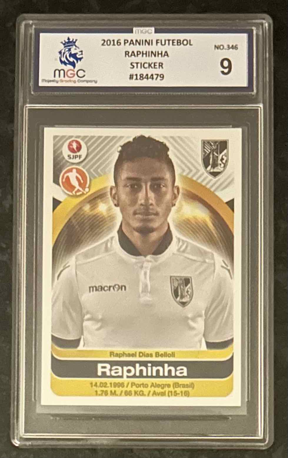 Raphinha (Vitoria de Guimaraes) Rookie Card Panini Futebol 16-17 MGC 9