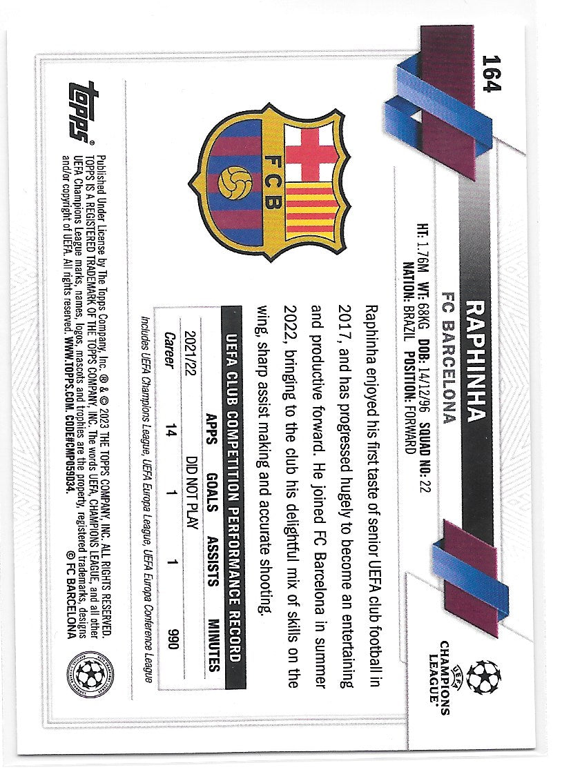 Raphinha (FC Barcelona) Pink Sparkle Topps UCC Flagship 22-23