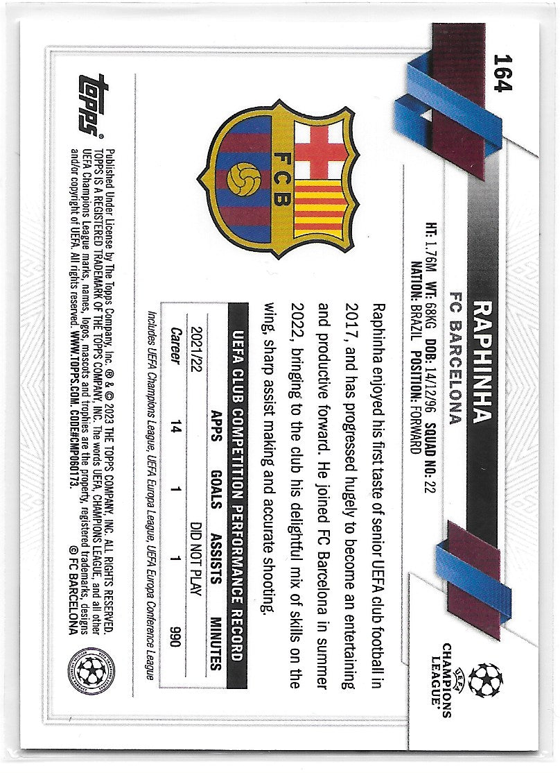 Raphinha (FC Barcelona) Pulsar Refractor Topps Chrome UEFA Club Competitions 22-23