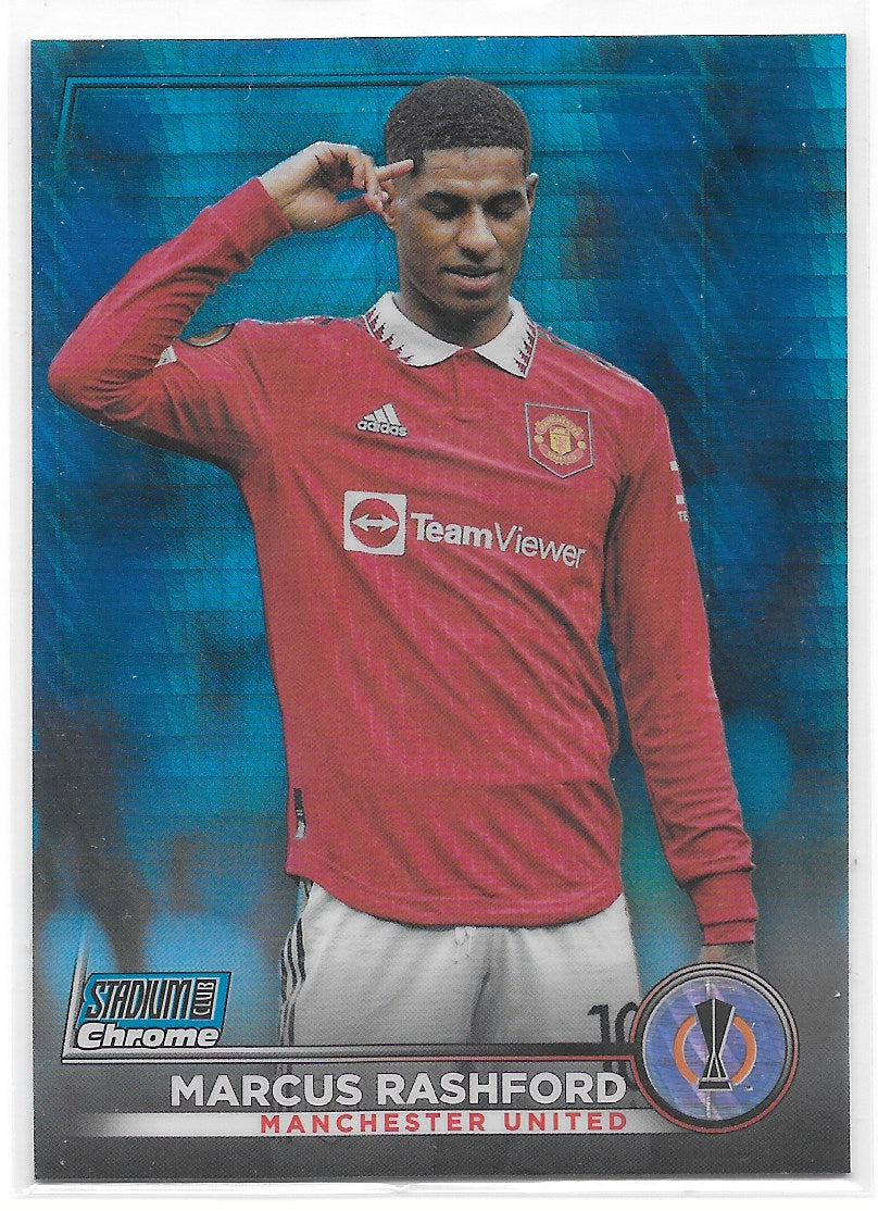 Marcus Rashford (Manchester United) Blue Prism Refractor Topps Stadium Club Chrome 22-23