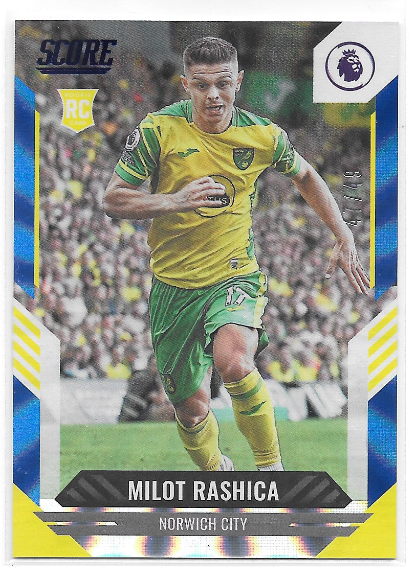 Milot Rashica (Norwich City) Blue Laser /49 RC Panini Score Premier League 21-22