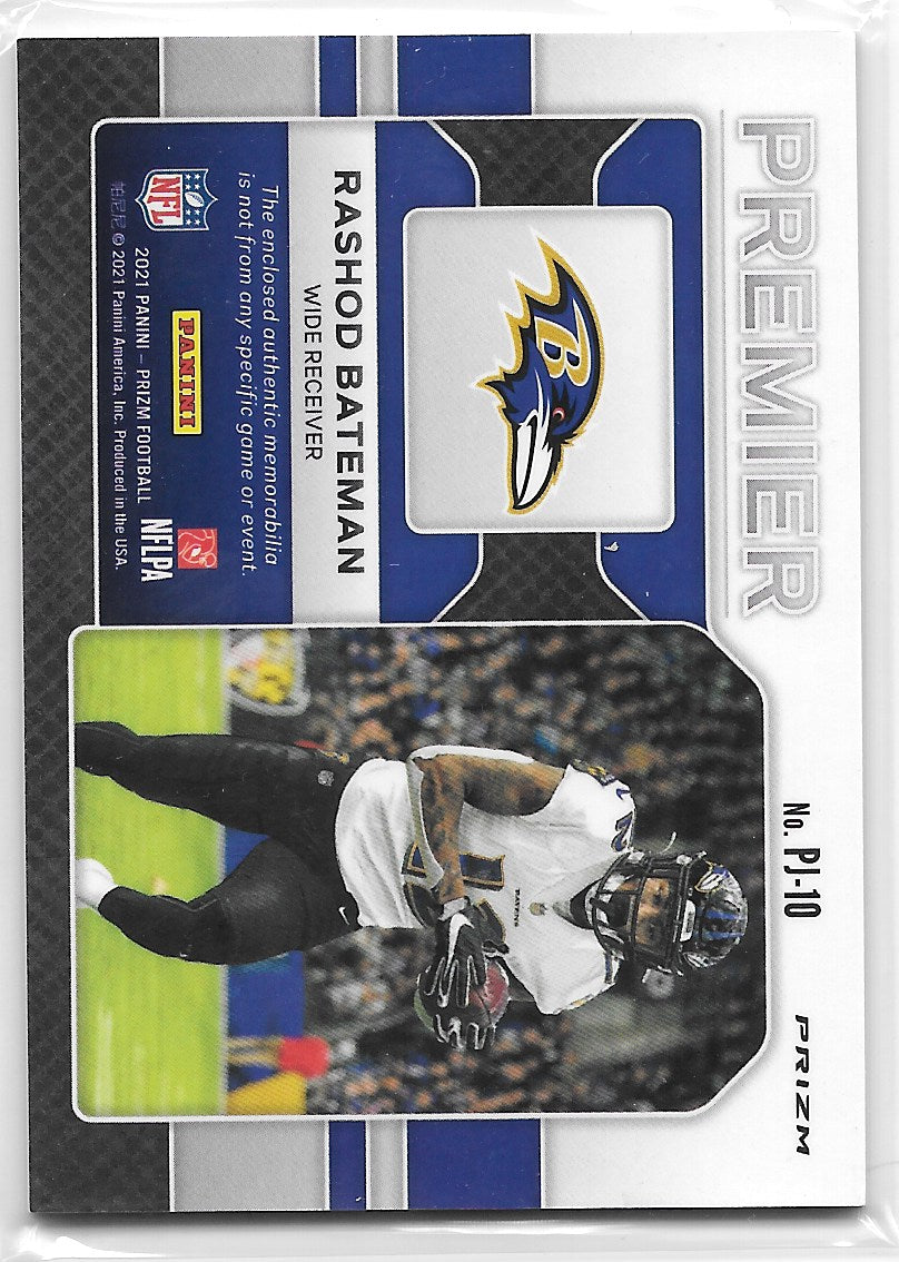 Rashod Bateman (Baltimore Ravens) Premier Jersey Patch Pink RC Panini Prizm Football 2021