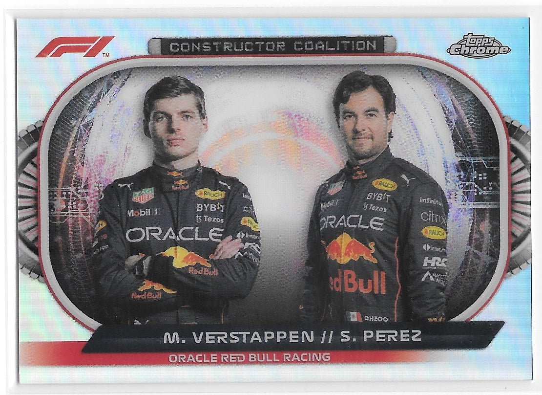Oracle Red Bull Racing (Verstappen & Perez) Constructor Coalition Refractor Topps Chrome F1 2022