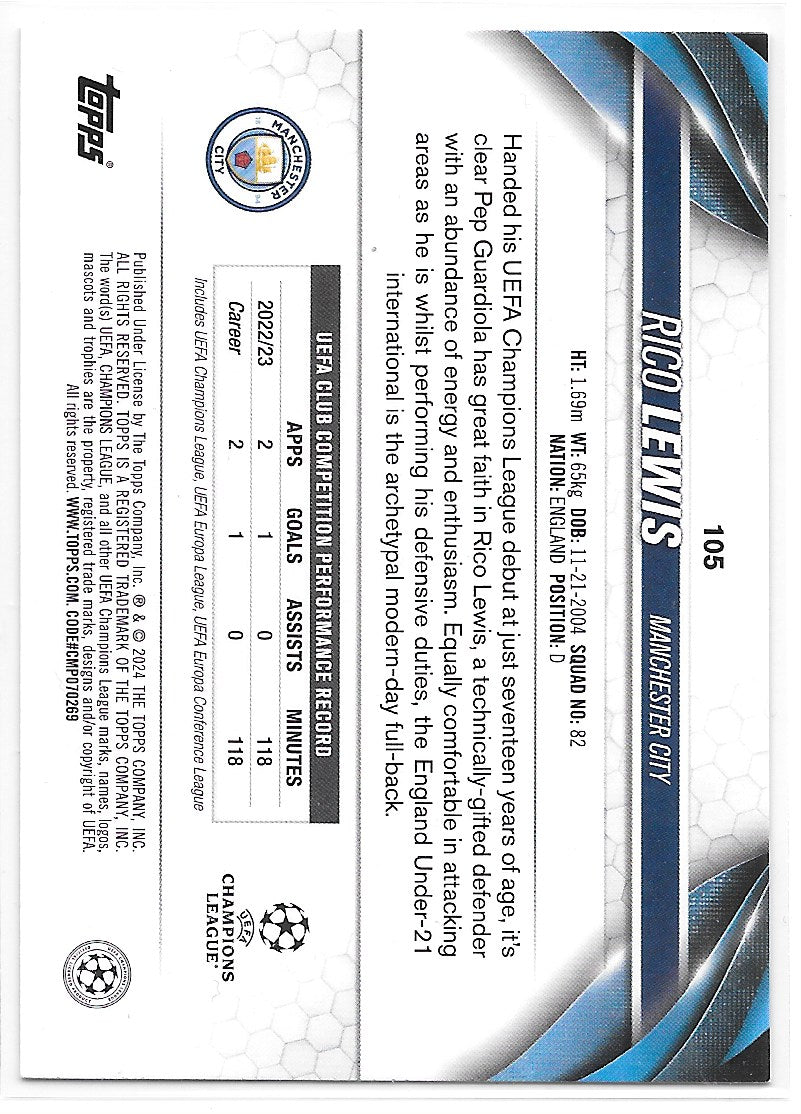 Rico Lewis (Manchester City) Starball Foil Future Stars Topps UCC Flagship 23-24