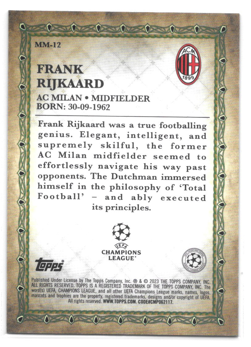 Frank Rijkaard (AC Milan) Merlin’s Masters Topps Merlin Chrome UCC 22-23