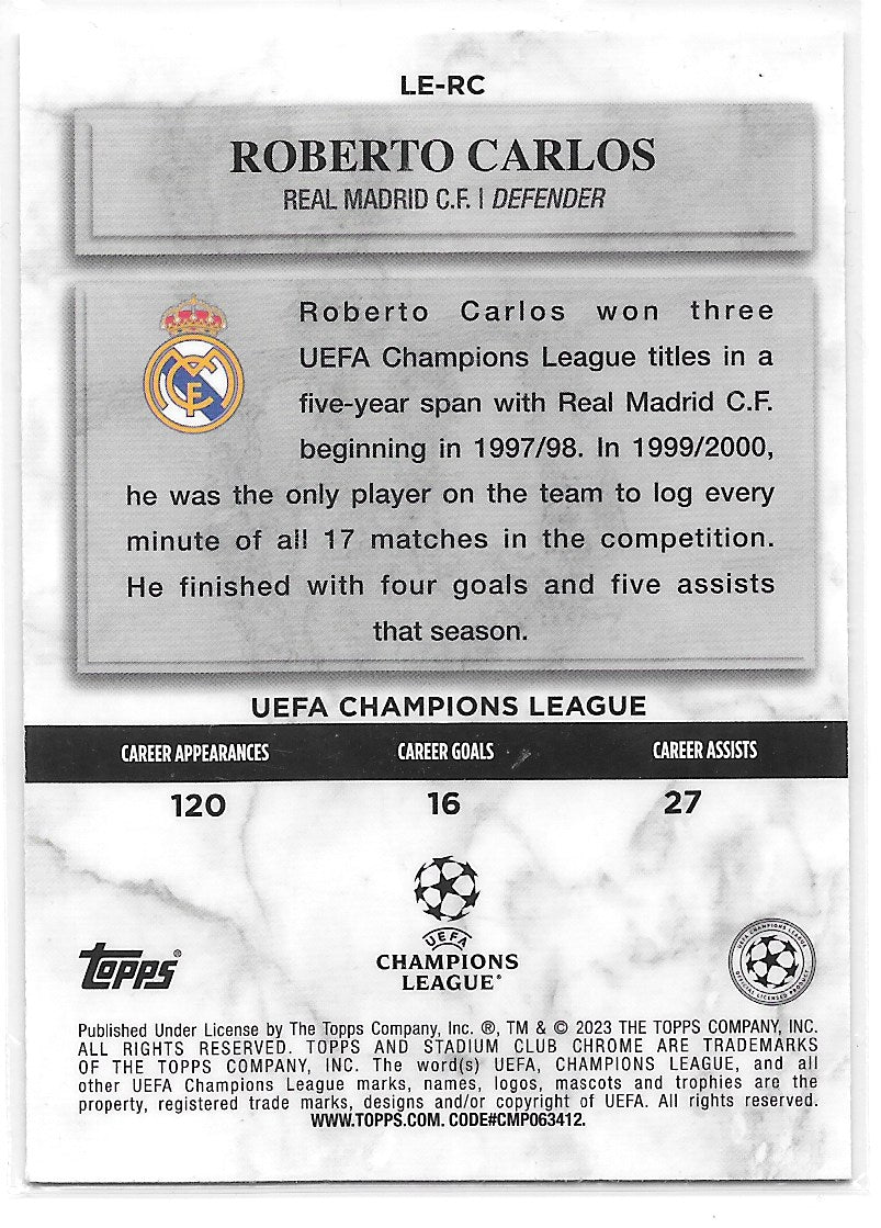 Roberto Carlos (Real Madrid CF) Legends of Europe Topps Stadium Club Chrome 22-23