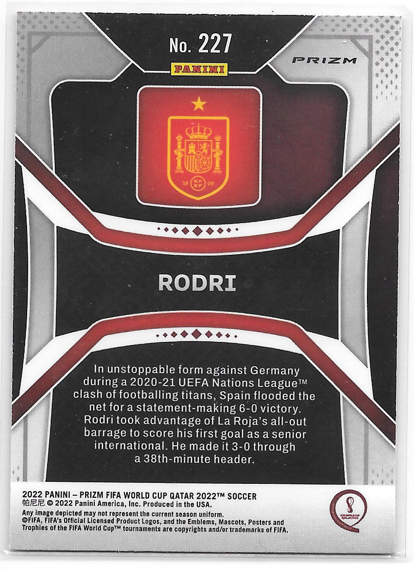 Rodri (Spain) Silver Panini Prizm FIFA World Cup Qatar 2022