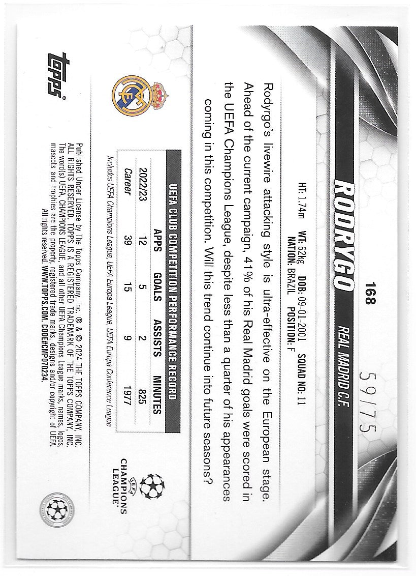 Rodrygo (Real Madrid CF) Icy Blue /75 Topps UCC Flagship 23-24