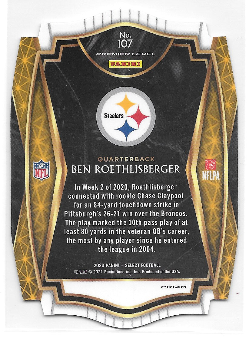 Ben Roethlisberger (Pittsburgh Steelers) Premier Level Die Cut Blue Panini Select Football 2020