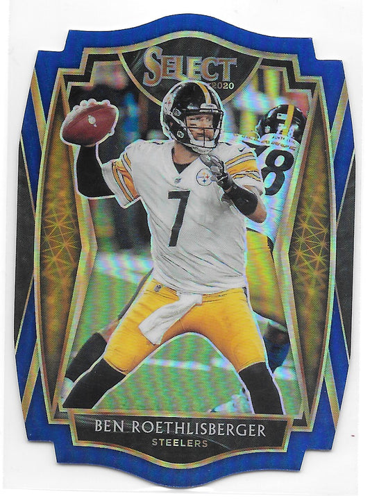 Ben Roethlisberger (Pittsburgh Steelers) Premier Level Die Cut Blue Panini Select Football 2020