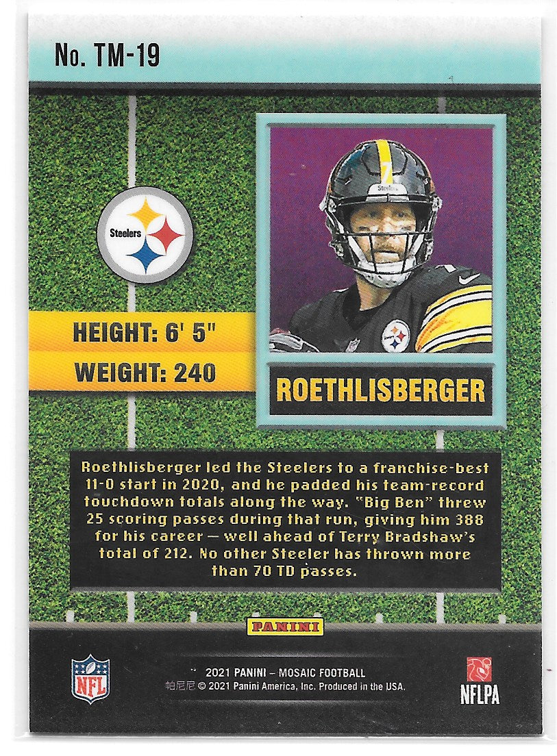 Ben Roethlisberger (Pittsburgh Steelers) Touchdown Masters Panini Mosaic Football 2021