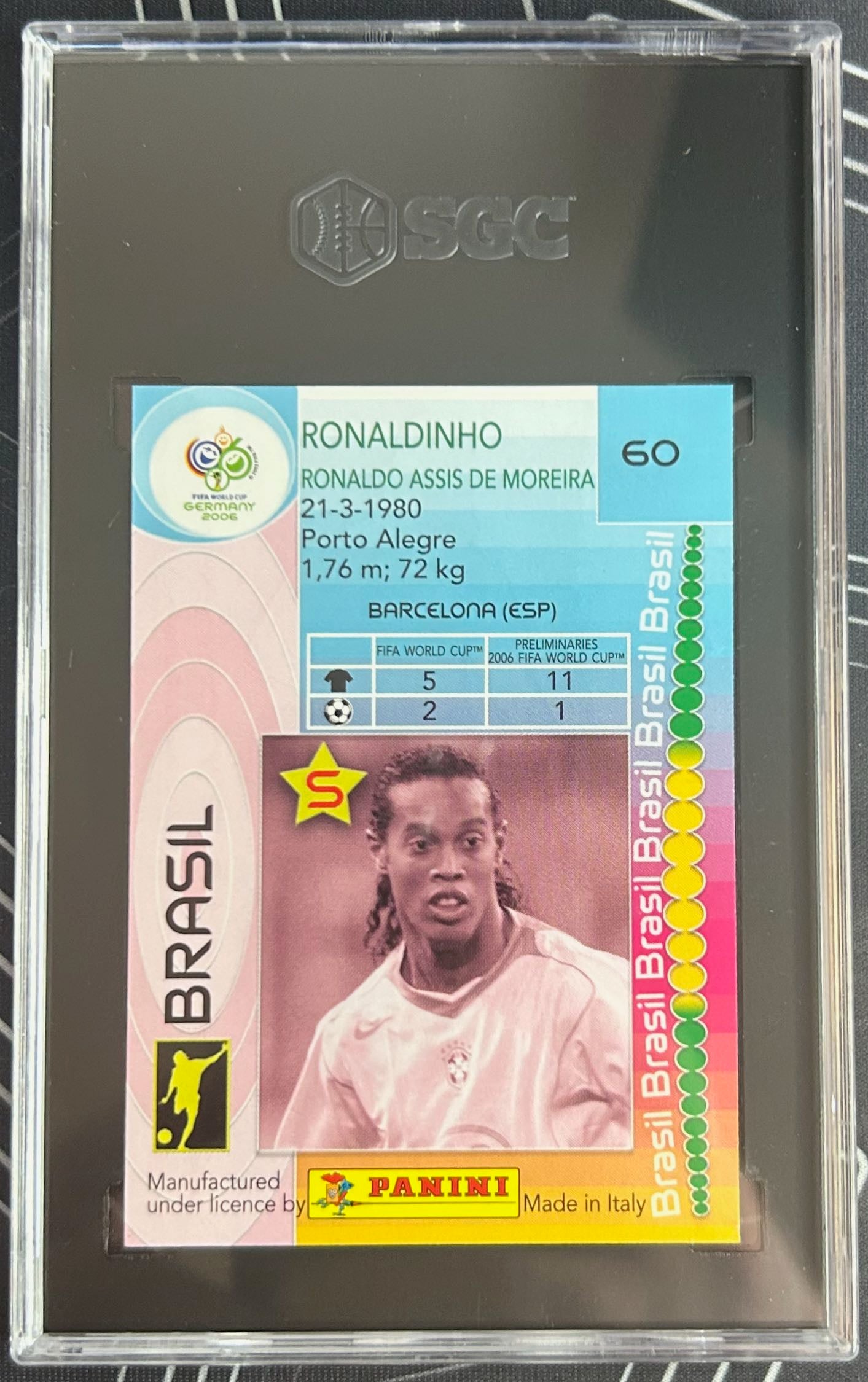 Ronaldinho (Brazil) Panini FIFA World Cup Germany 2006 SGC 9.5 Pop 9