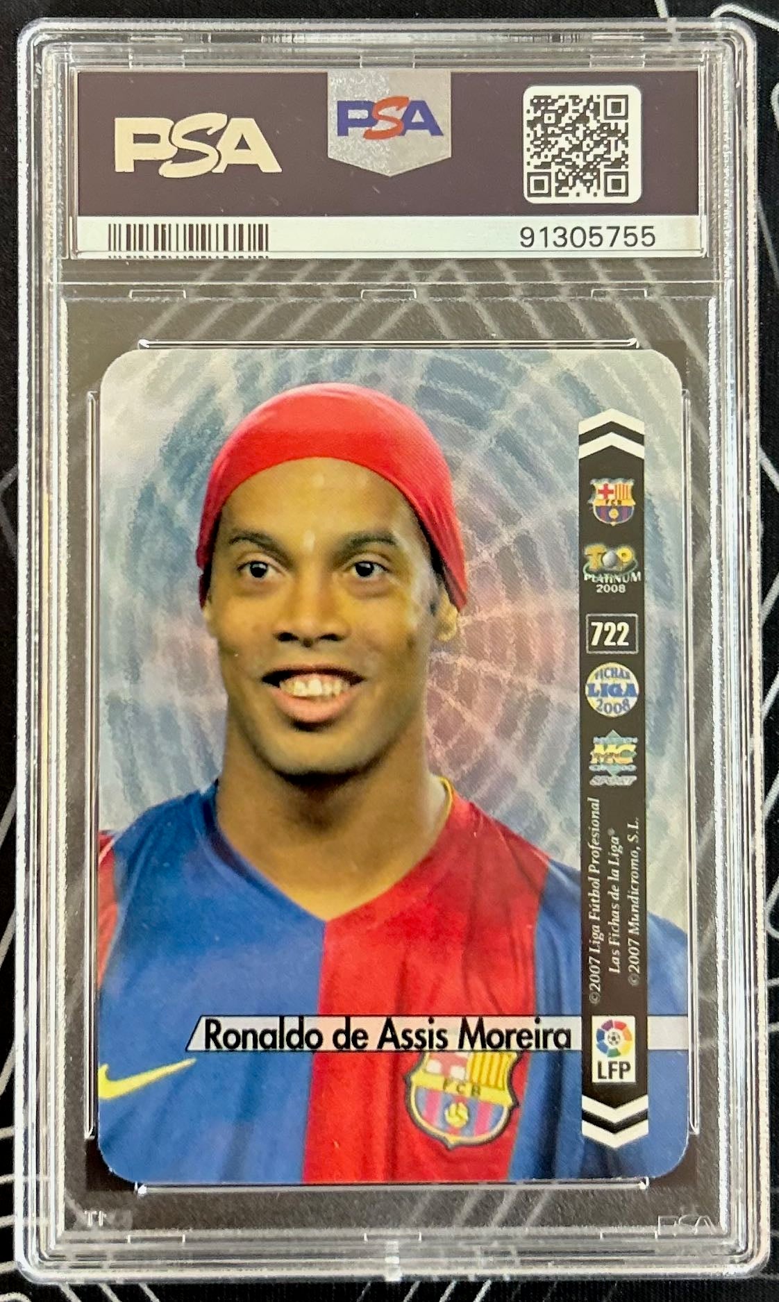 Ronaldinho (FC Barcelona) Mundi Cromo Las Fichas de La Liga 2007-08 PSA 8 Pop 3