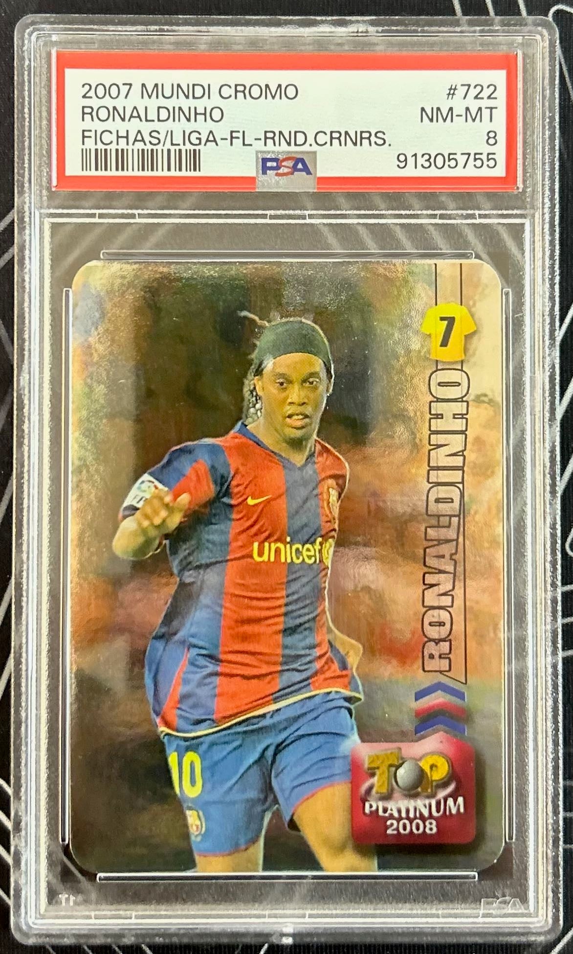 Ronaldinho (FC Barcelona) Mundi Cromo Las Fichas de La Liga 2007-08 PSA 8 Pop 3