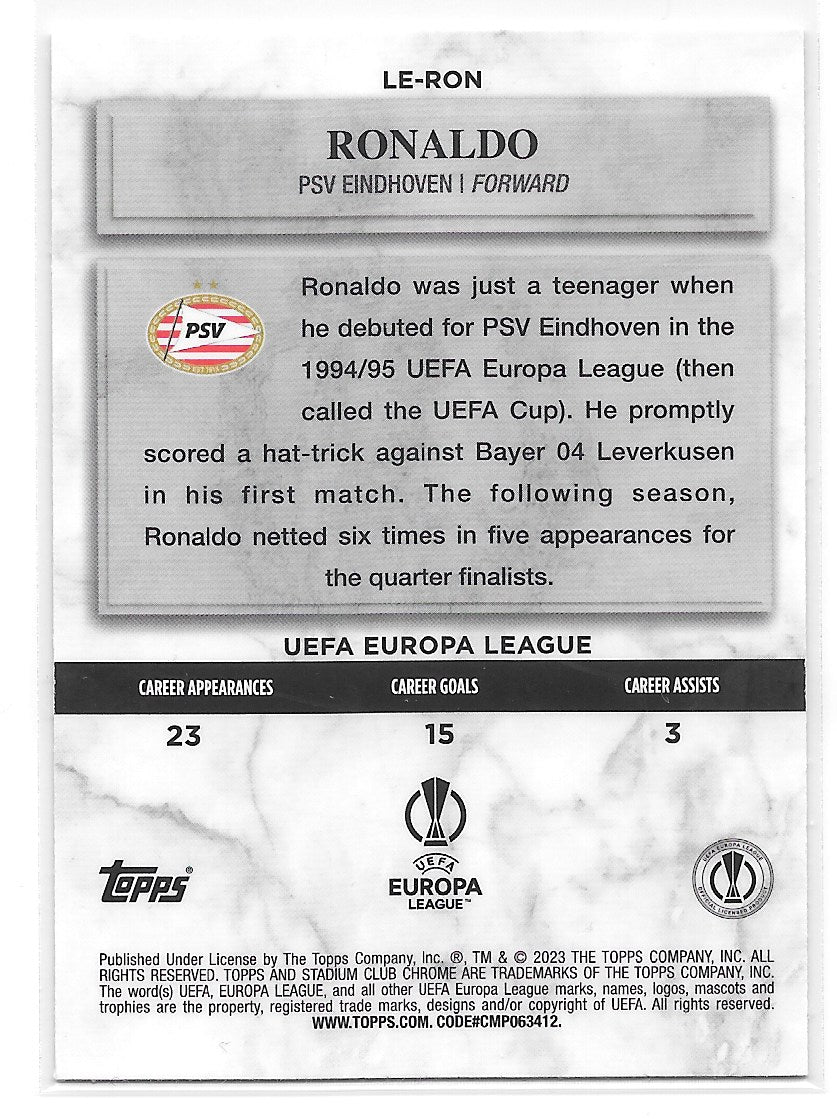 Ronaldo (PSV Eindhoven) Legends of Europe Topps Stadium Club Chrome 22-23