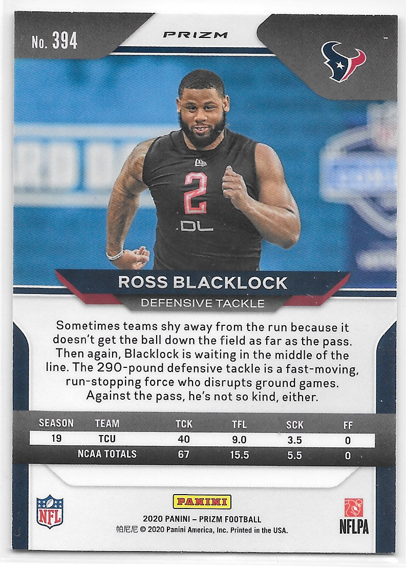 Ross Blacklock (Houston Texas) Red White Blue RC Panini Prizm Football 2020
