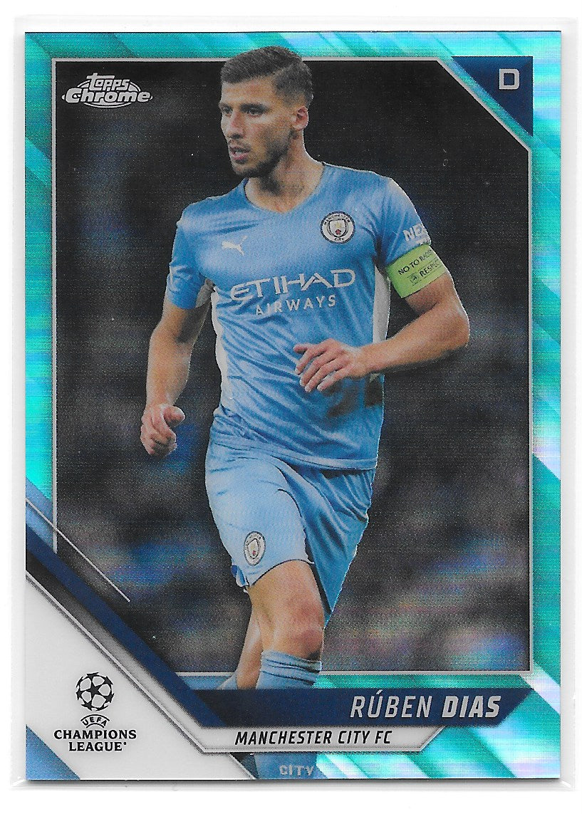 Ruben Dias (Manchester City) Aqua Refractor /199 Topps Chrome UCL 21-22