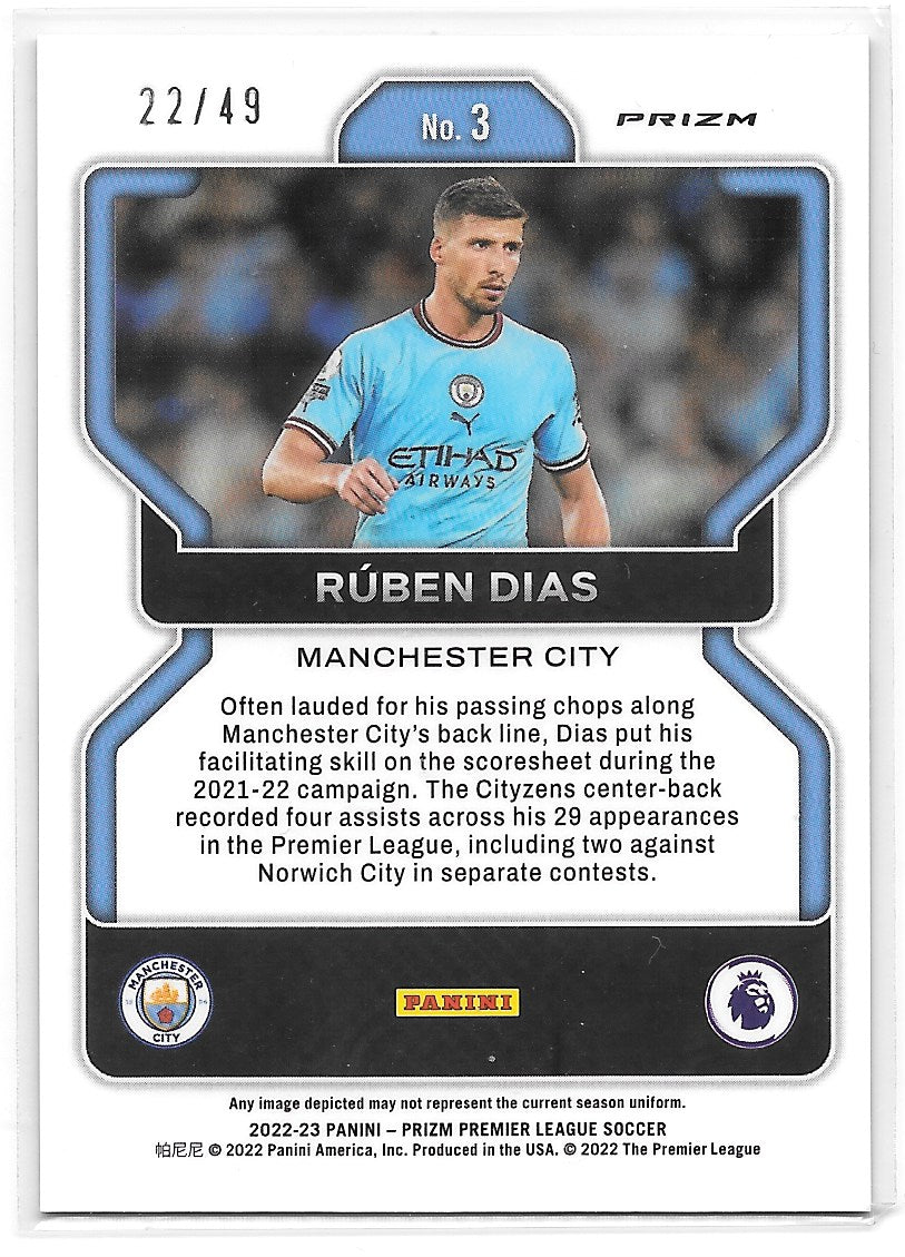 Ruben Dias (Manchester City) Red Breakaway /49 Panini Prizm Premier League 22-23