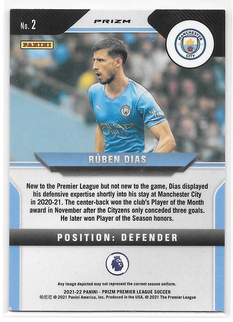 Ruben Dias (Manchester City) Red White Blue Panini Prizm Premier League 21-22