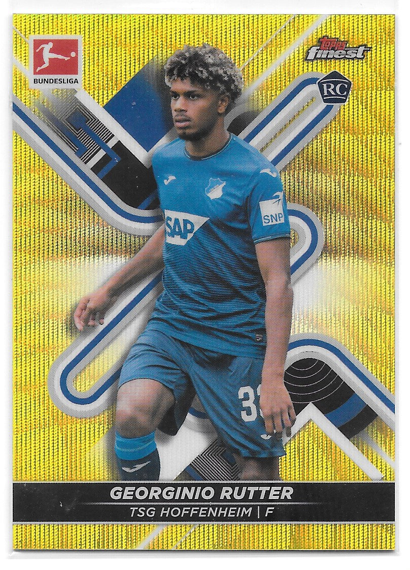 Georginio Rutter (TSG Hoffenheim) Yellow Wave Refractor /350 RC Topps Finest Bundesliga 21-22