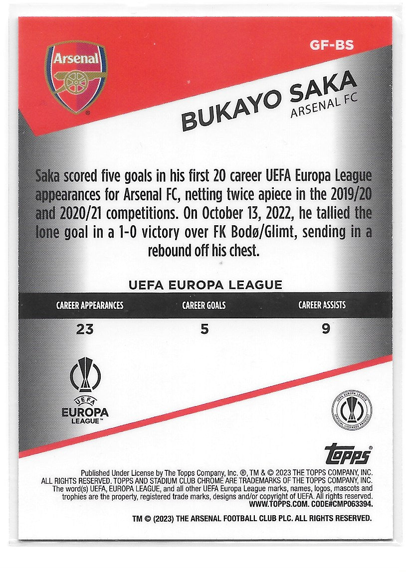 Bukayo Saka (Arsenal FC) Goal Force Topps Stadium Club Chrome 22-23