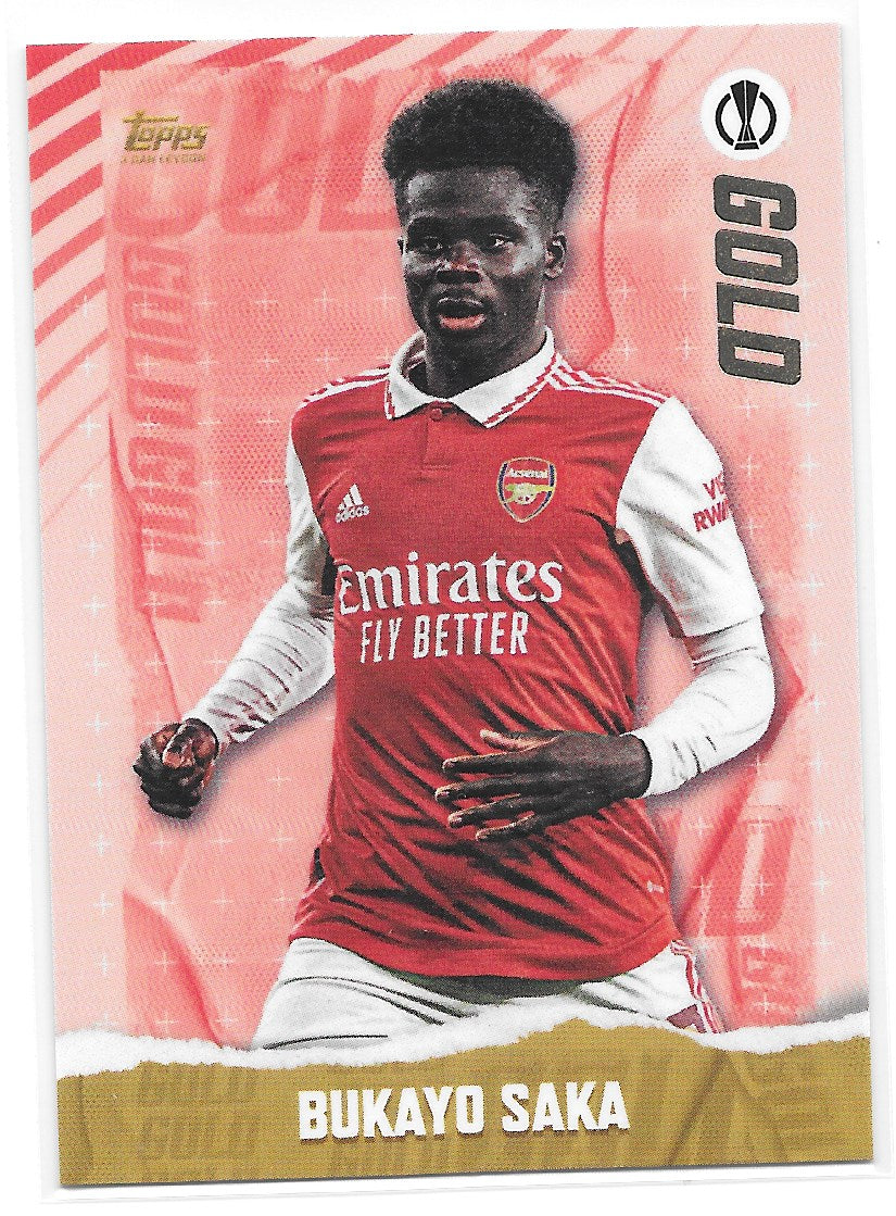 Bukayo Saka (Arsenal FC) Gold Topps Gold x Dan Leydon UEFA 22-23