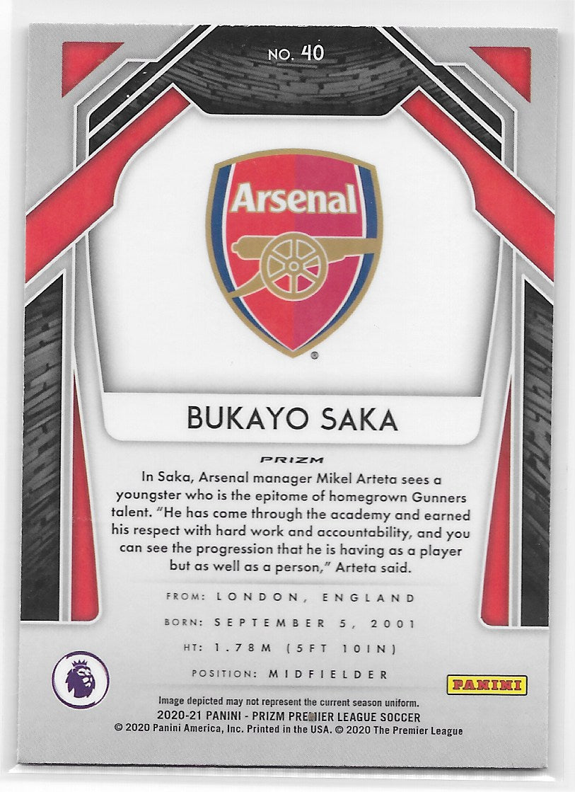 Bukayo Saka (Arsenal FC) Pink Ice Panini Prizm Premier League 20-21