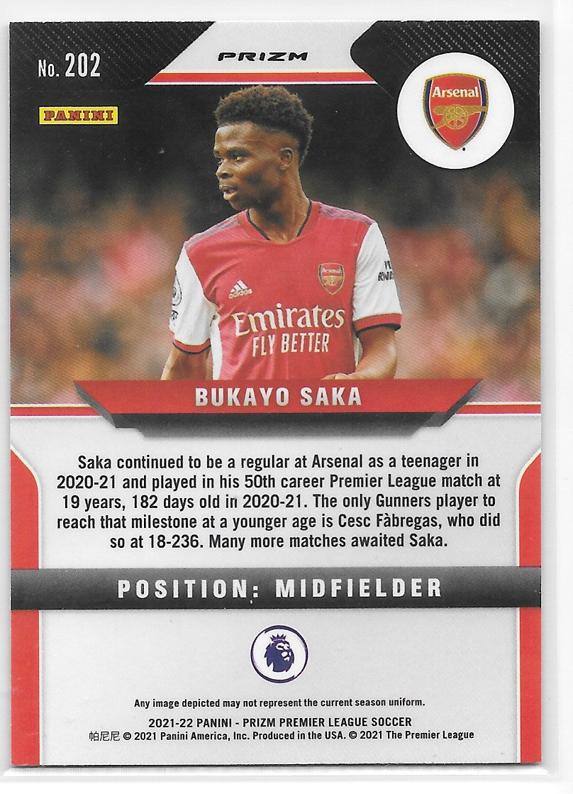 Bukayo Saka (Arsenal) Pink Ice Panini Prizm Premier League 21-22