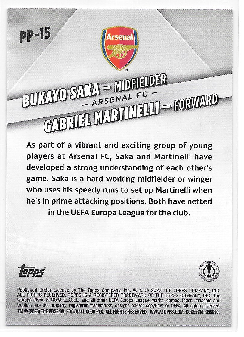 Saka & Martinelli (Arsenal FC) Premium Partnerships Topps UCC Flagship 22-23