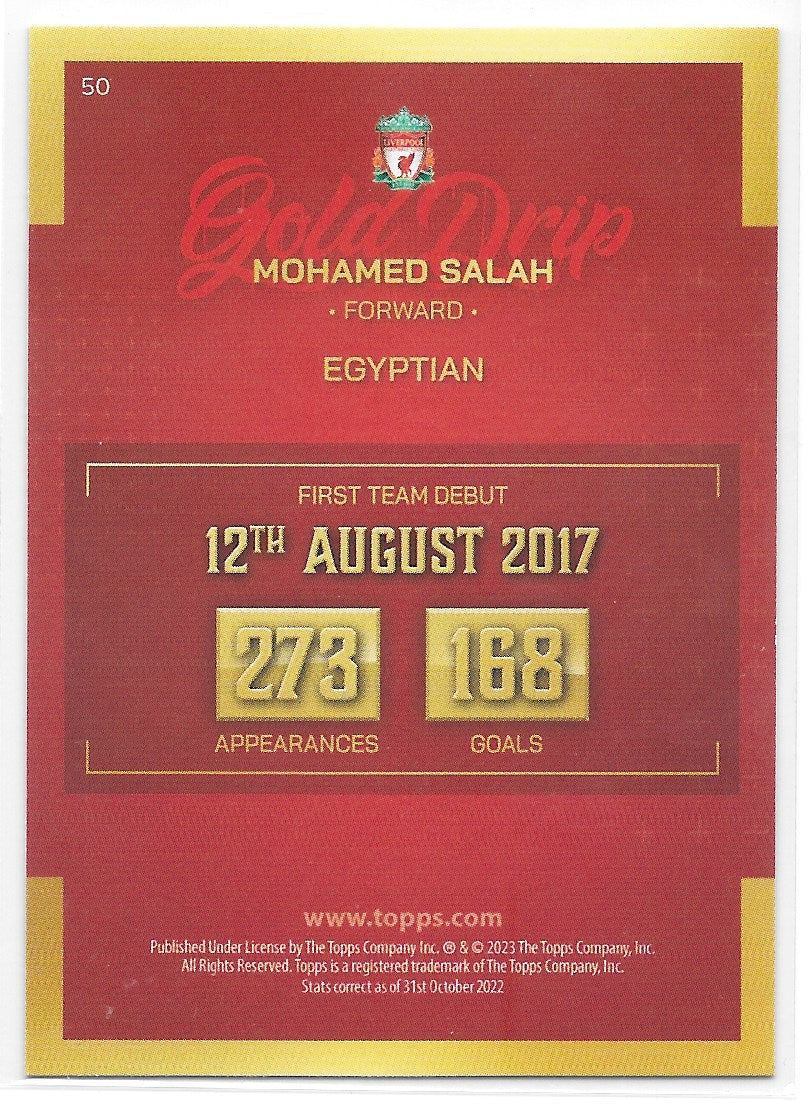 Mohamed Salah (Liverpool FC) Gold Drip Topps Liverpool Team Set 22-23