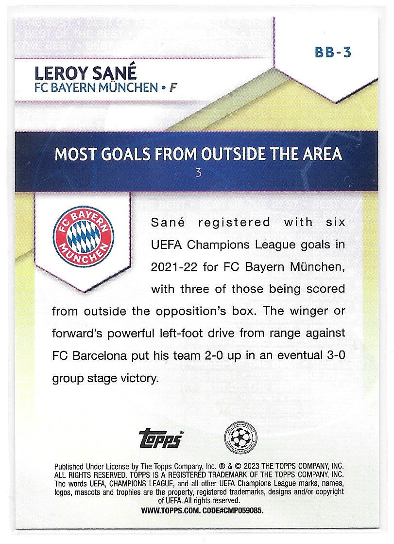 Leroy Sane (FC Bayern Munchen) Best of the Best Topps UCC Flagship 22-23