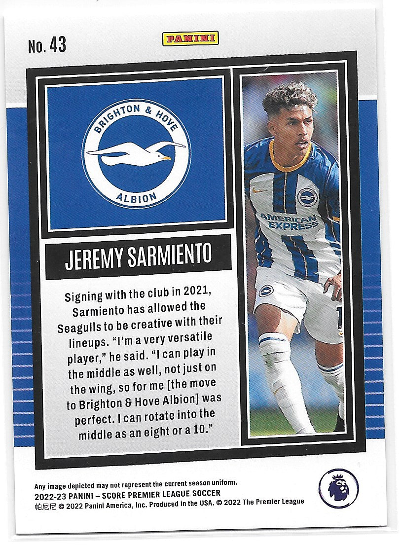 Jeremy Sarmiento (Brighton & Hove Albion) Blue Laser /60 RC Panini Score Premier League 22-23